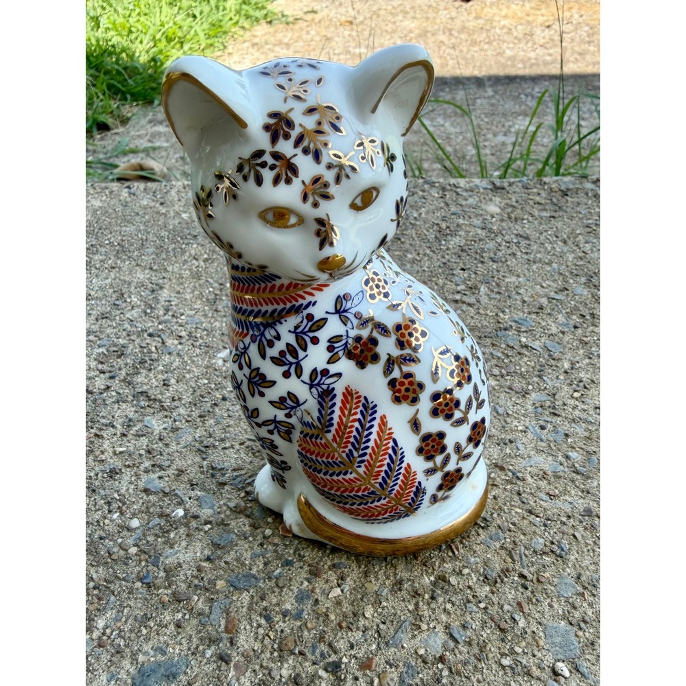 VTG Tapestry Collection Porcelain Cat Action Industries Japan Imari Floral Gold